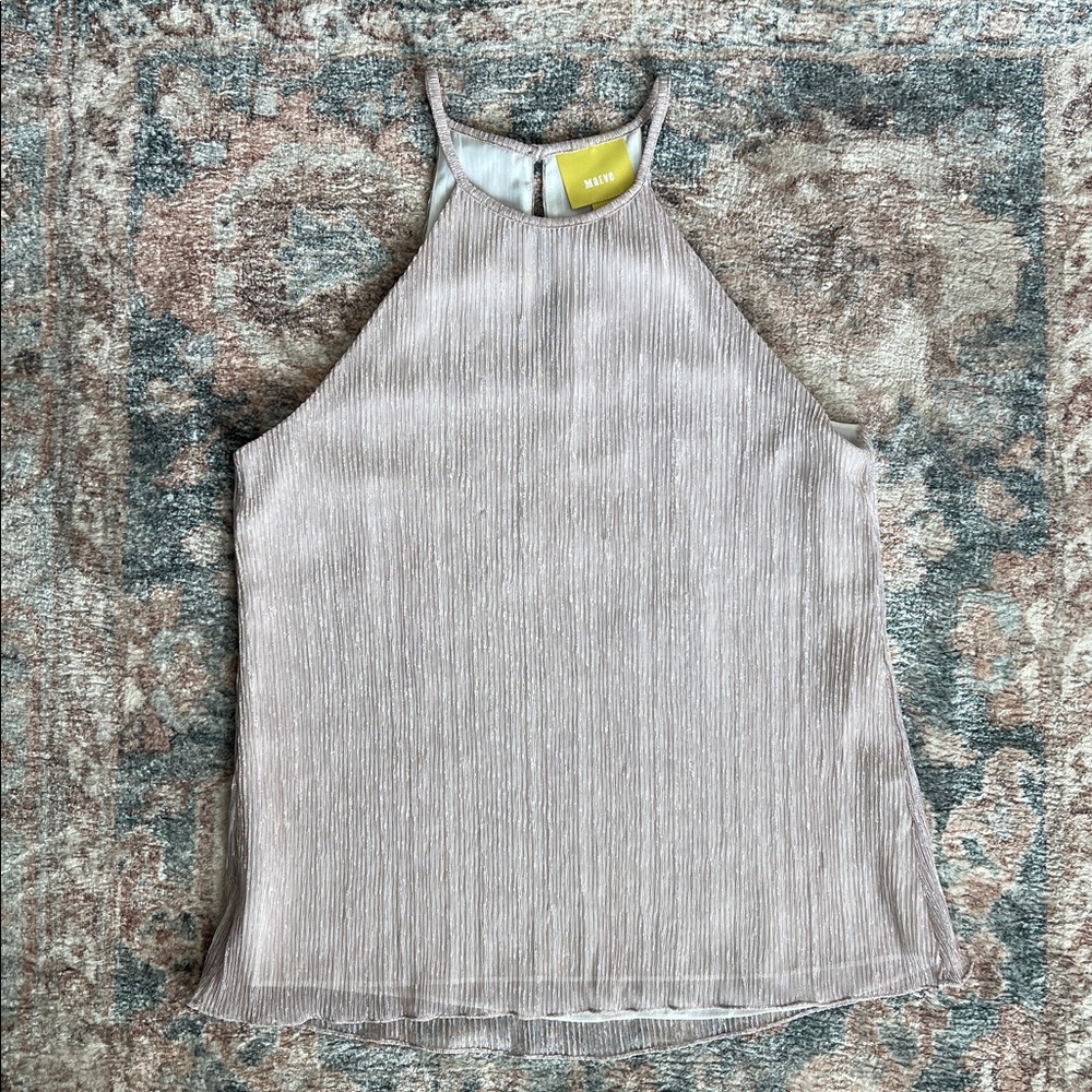 Mauve/Silver Pleated Halter Style Tank